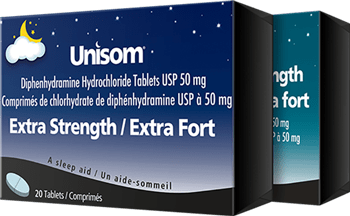 Emballages des deux produits unisom aide-sommeil